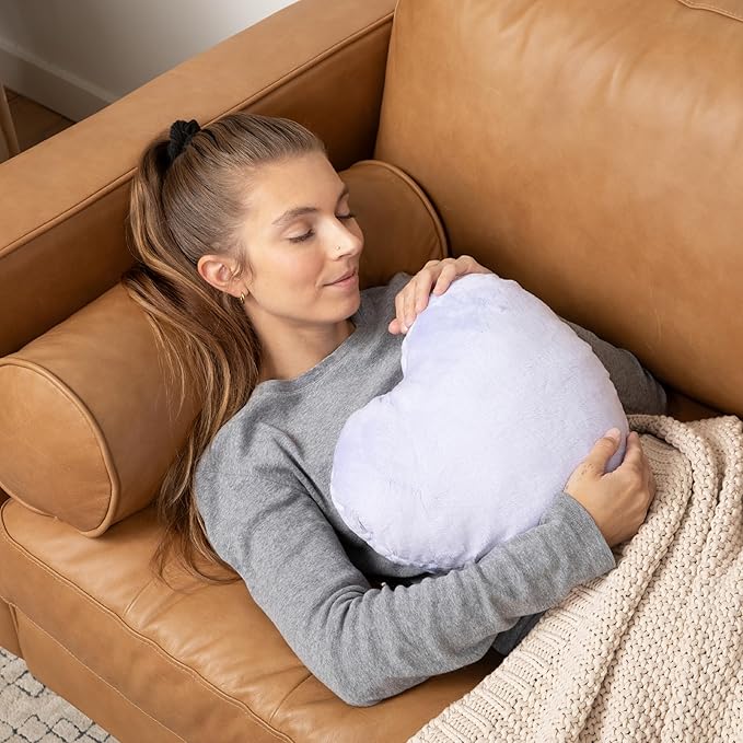 HUGIMALS Heart to Hug Pillow in Lavender | 5 lb Cozy Weighted Pillow for Self Care Ultra Soft Sensory Heart Shaped Pillow for Comfort, Relaxation, Sleep - Thoughtful Gift for Adults and Teens