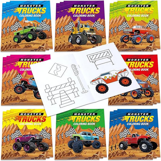 Honoson 24 Pcs Kids Coloring Books Animals Truck Coloring Books Bulk Jungle Animals Party Favors Mini DIY Art Drawing Book for Birthday Gifts Classroom Jungle Party Supplies (Truck Style)