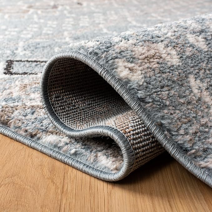SAFAVIEH Amsterdam Collection Runner Rug - 2'3" x 12', Blue & Ivory, Moroccan Boho Design, Non-Shedding & Easy Care, Ideal for High Traffic Areas in Living Room, Bedroom (AMS108L)