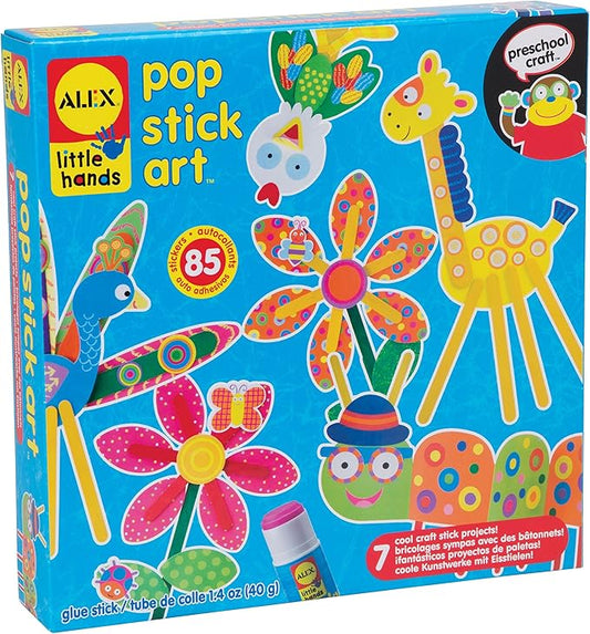 ALEX Toys Little Hands Pop Stick Art Craft Kit, Create Cute Animal and Flower Puppets, Allows Children to be Creative and Use their Imagination, For Ages 3 and up