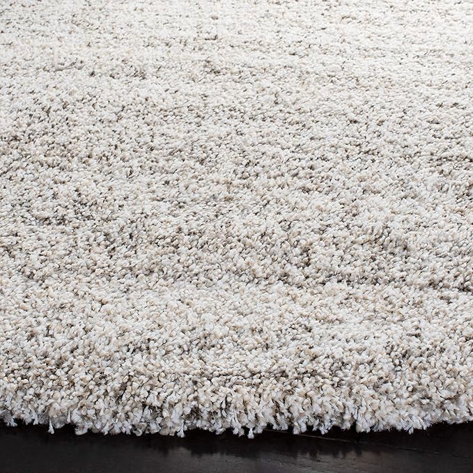 SAFAVIEH Hudson Shag Collection 7' Round Ivory/Grey SGH295B Modern Abstract Non-Shedding Living Room Bedroom Dining Room Entryway Plush 2-inch Thick Area Rug