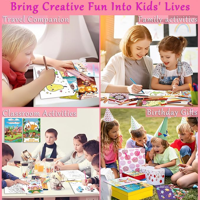 24Pack Bulk Coloring Books for Kids Ages 4-8, 3-4, 8-12, Small Coloring Books for Kids, Kids Birthday Party Favors Gifts Classroom Activity Supplies, Mini Coloring Books Includes Unicorn, Christmas