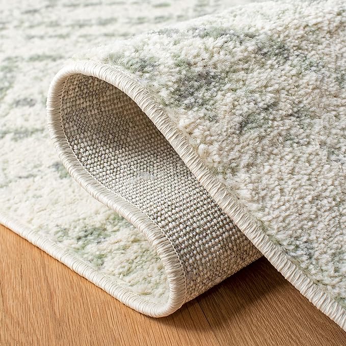 SAFAVIEH Adirondack Collection Runner Rug - 2'6" x 8', Ivory & Green, Modern Diamond Distressed Design, Non-Shedding & Easy Care, Ideal for High Traffic Areas in Living Room, Bedroom (ADR131X)