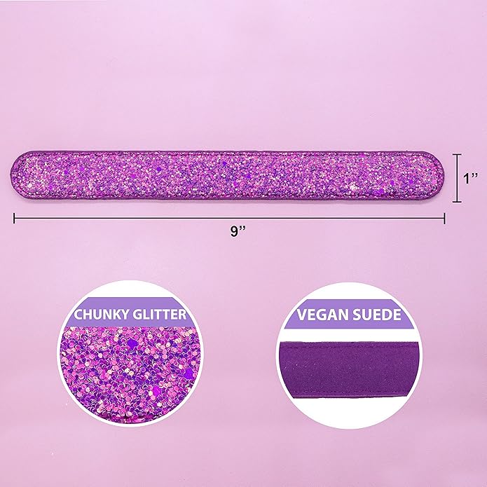 FROG SAC 6 Glitter Slap Bracelets for Girls, Sparkly Snap Bracelet Pack for Kids, Cute 90s Y2K Sparkle Party Favors for Teen Girl Fashion