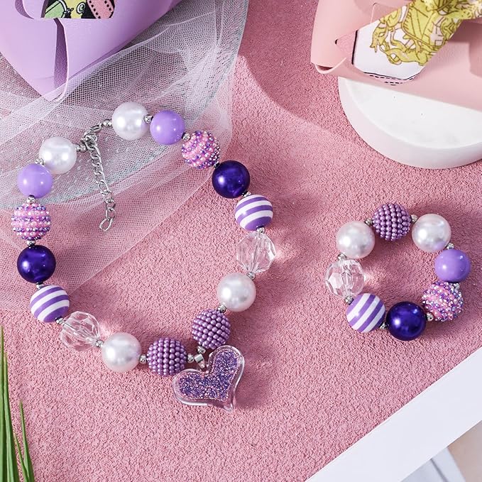 3 otters Girls Necklace Bracelet, Jewelry for Girls Princess Necklaces for Birthday Gift Party Favor Classroom Prize Supplies