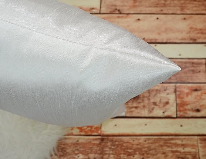 Aiking Home 24x24 Inches Faux Silk Square European Shams, Zipper Closure, White (Set of 2)