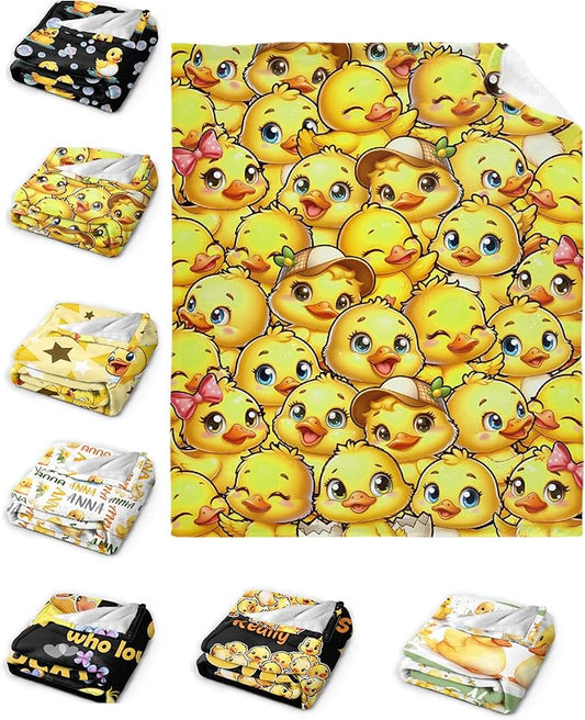 Little Yellow Ducks Adult duck Blanket Kids Funny Blanket Suitable for Bedroom Living Room bed sofa Crib Couch Chair outdoor All Season Items That Yellow Duck Lovers Will Love 60"x50"for Teens