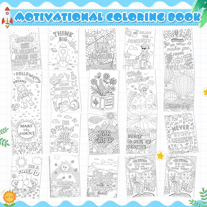 24 Pcs Inspirational Coloring Books for Adults Kids Coloring Books Bulk, DIY Art Coloring Book for Adult Kids Drawing Book with Flower Words Pattern for Party Favors Goodie Bag Filler Gifts
