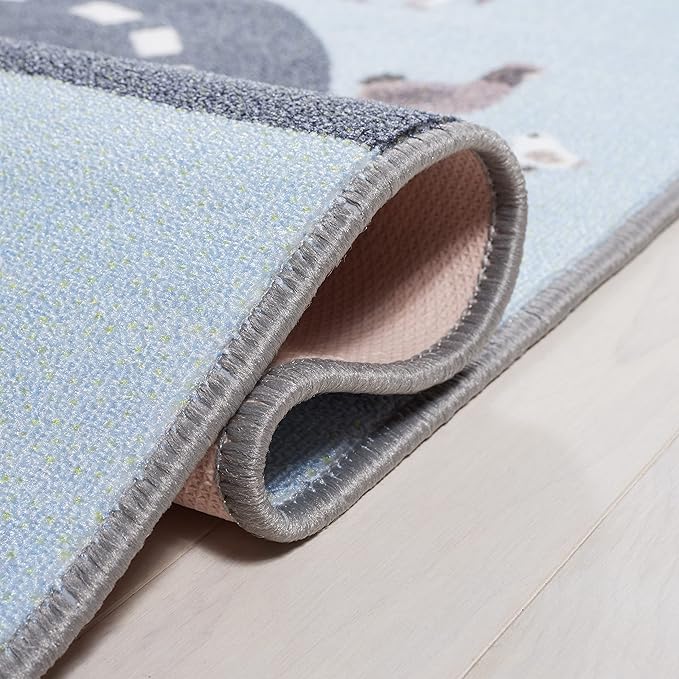 SAFAVIEH Kids Playhouse Collection Runner Rug - 2'2" x 8', Blue & Dark Grey, Non-Shedding Machine Washable & Slip Resistant Ideal for High Traffic Areas for Boys & Girls in Playroom (KPH235M)