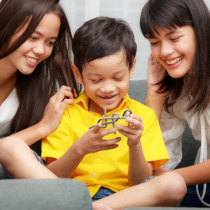 Metal Wire Puzzle Set by ArtCreativity - 12 Unique Individually IQ Wire Metal Puzzles - Fun Brain Teaser IQ Game - Great Educational Toy for Party Favor Kids and Adults Challenge