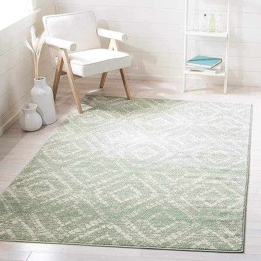 SAFAVIEH Adirondack Collection Accent Rug - 4' x 6', Green & Ivory, Modern Distressed Design, Non-Shedding & Easy Care, Ideal for High Traffic Areas in Entryway, Living Room, Bedroom (ADR131Y)