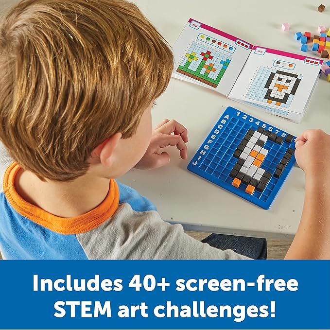 Learning Resources STEM Explorers Pixel Art Challenge, 402 Pieces, Ages 5+, STEM Toys for Kids, Coding Basics for Kids, STEM Activities for Classroom