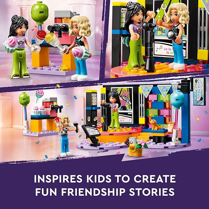 LEGO Friends Karaoke Musical Toy for Girls and Boys Who Love Singing Dolls Set with Liann and Nova Figures and Gecko 42610