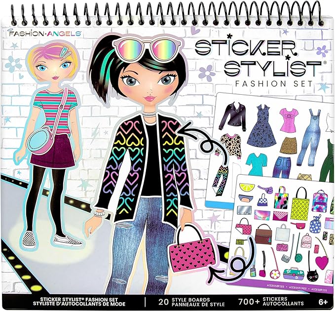 Fashion Angels Sticker Stylist Designer Kit for Girls - Kids Sticker By Number Book For Girls - 700+ Stickers - Fashion Sticker Activity Book - Road Trip Essentials for Kids Ages 6 and Up