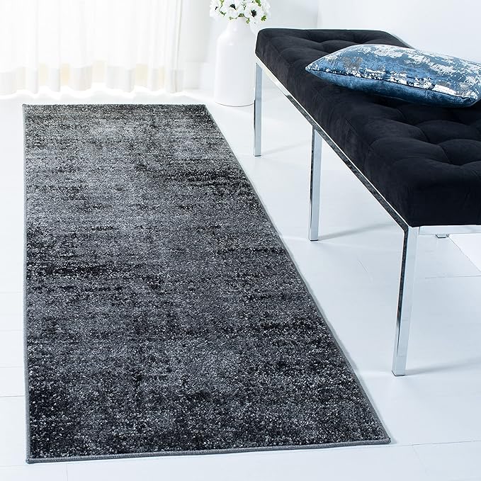 Safavieh Adirondack Collection Runner Rug - 2'6" x 10' Runner, Black & Ivory, Modern Abstract Design, Ideal for High Traffic Areas in Living Room, Bedroom, Dining (ADR130A-210)