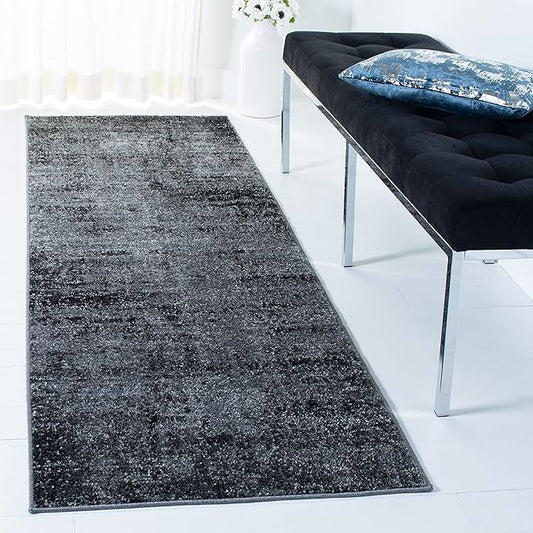 SAFAVIEH Adirondack Collection Runner Rug - 2'6" x 6' Runner, Black & Ivory, Modern Abstract Design, Ideal for High Traffic Areas in Living Room, Bedroom, Dining (ADR130A-26)