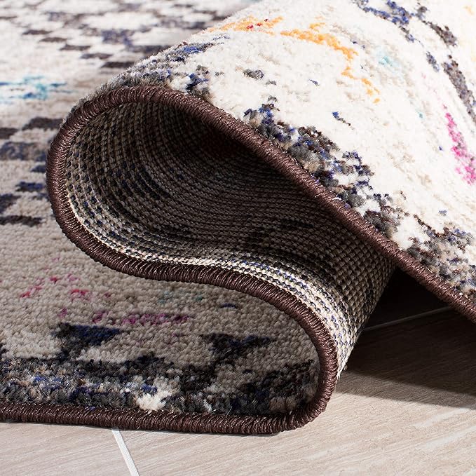 SAFAVIEH Madison Collection Runner Rug - 2'2" x 12', Black & Yellow, Boho Diamond Distressed Design, Non-Shedding & Easy Care, Ideal for High Traffic Areas in Living Room, Bedroom (MAD418Z)