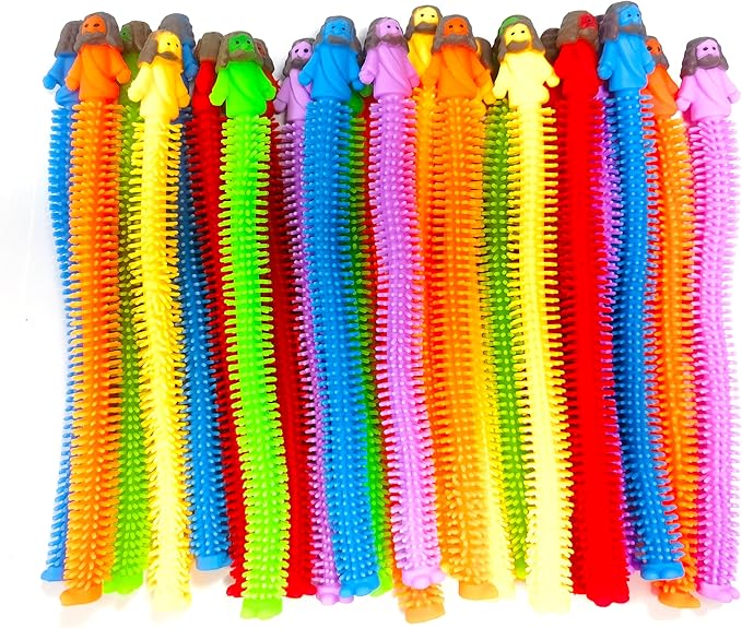 24 Pack Jesus Stretchy Strings Sensory Fidget Toys Pack Great for Kids Girls Boys Easter Basket Stuffers(Jesus)