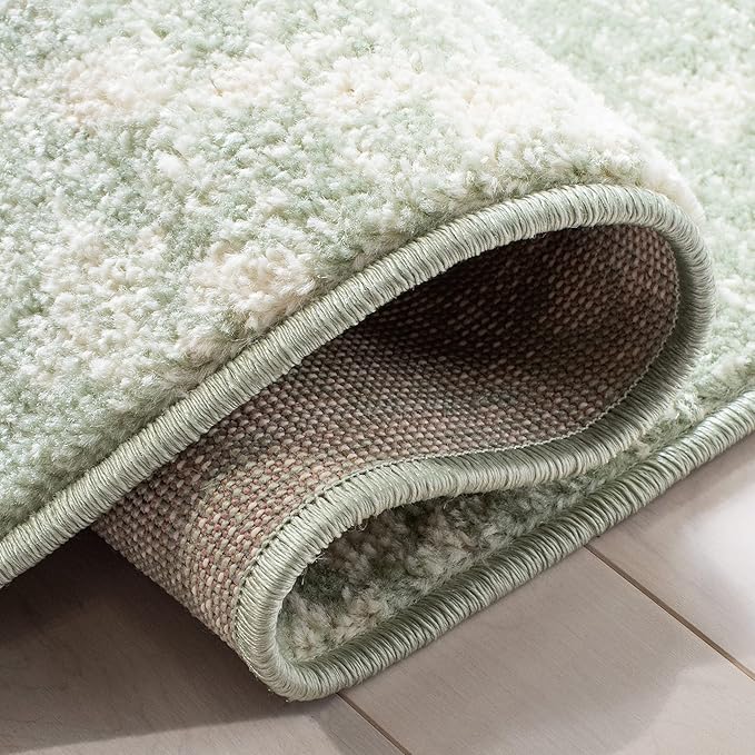 SAFAVIEH Adirondack Collection Runner Rug - 2'6" x 12', Green & Ivory, Modern Diamond Distressed Design, Non-Shedding & Easy Care, Ideal for High Traffic Areas in Living Room, Bedroom (ADR131Y)