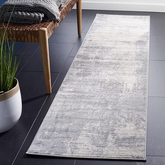 SAFAVIEH Jasper Collection Runner Rug - 2' x 6', Light Grey & Ivory, Modern Abstract Design, Non-Shedding & Easy Care, Ideal for High Traffic Areas in Living Room, Bedroom (JSP101F)