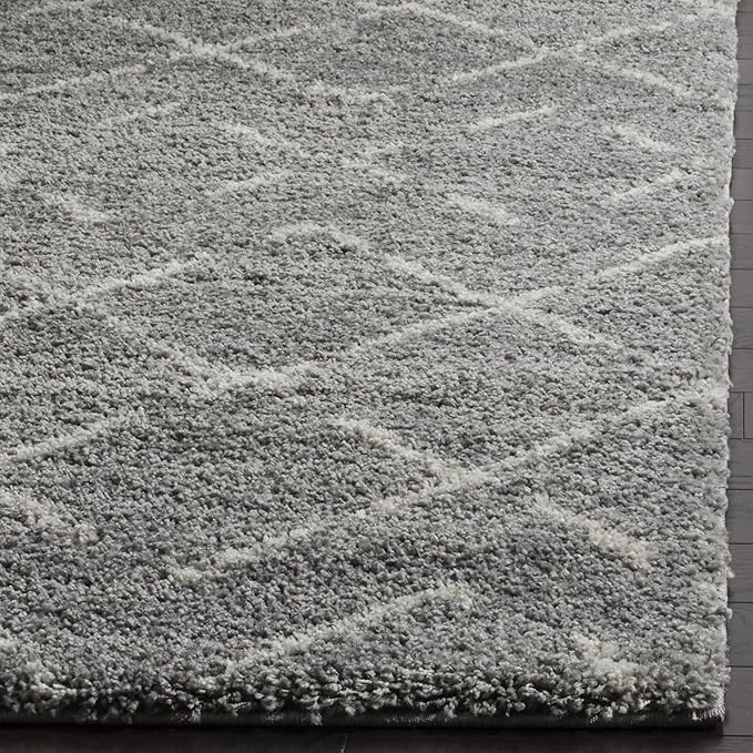 SAFAVIEH Arizona Shag Collection Runner Rug - 2'3" x 10', Grey & Ivory, Moroccan Design, Non-Shedding & Easy Care, 1.6-inch Thick Ideal for High Traffic Areas in Living Room, Bedroom (ASG743D)