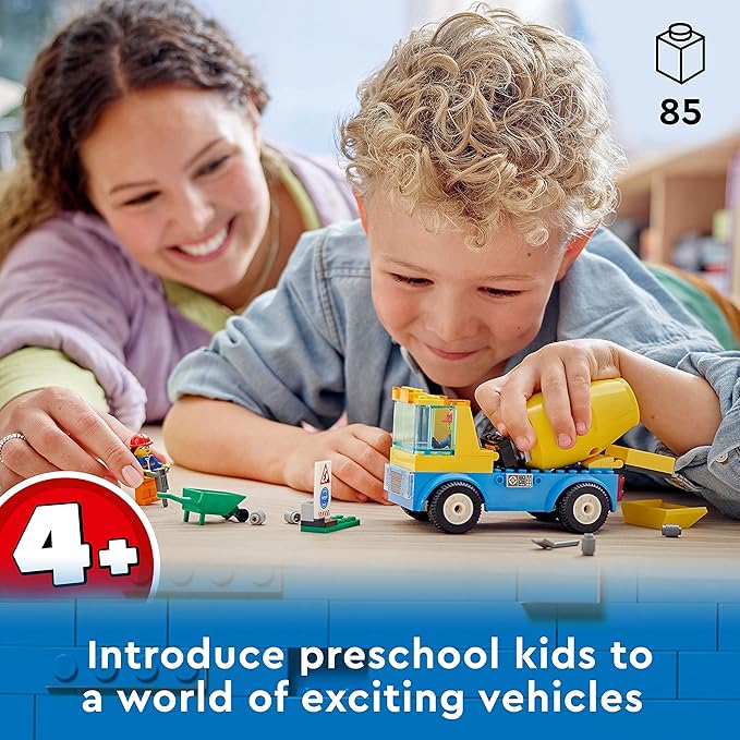 LEGO® City Cement Mixer Truck 60325 Building Kit; Realistic Toy Construction Vehicle for Kids Aged 4+