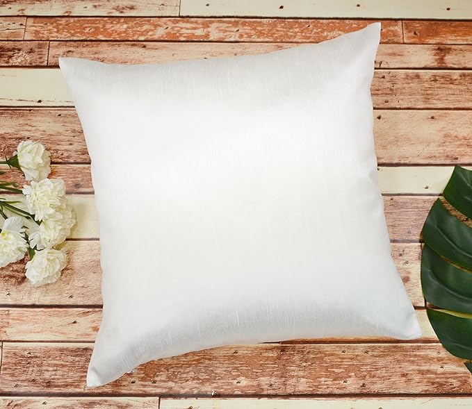 Aiking Home 24x24 Inches Faux Silk Square European Shams, Zipper Closure, White (Set of 2)