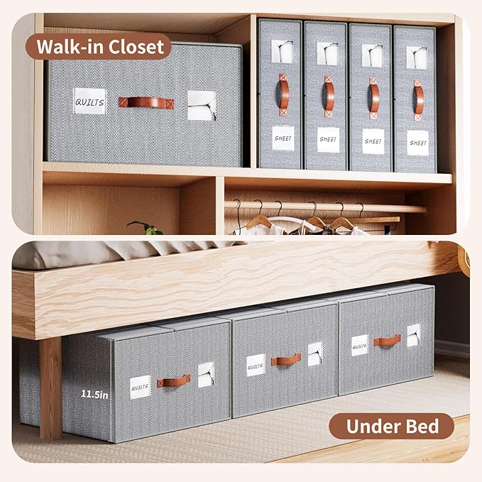 2 Pack Large Storage Bags for Comforters & Blankets, 70L Heavy-Duty blanket Organizers with Reinforced Walls ，Foldable 21"x18"x11" Space-Saving Design for Bedding Storage & sheet storage