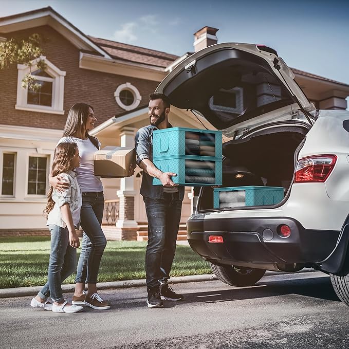 Sorbus Medium Clothes Storage Bags - Foldable Blanket Storage Bins for Organizing Bedroom, Closet, Clothing, Comforter, Organization with Clear Window, Lids and Carry Handles - Set of 6