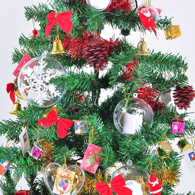 Clear Christmas Ornaments,Pack of 10 Individual 100mm Clear Plastic Ornaments for Crafts by S SEEKINGTAG