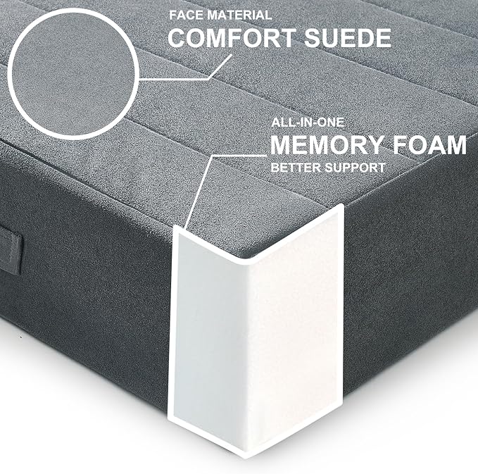 22 inches Floor Pillow for Adults - Large Meditation Cushion with Thick Foam & Soft Tufted Cover - Premium Outdoor Square Floor Cushion Seat - Yoga Pillows for Sitting On Floor - Dark Gray