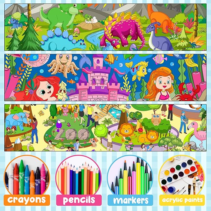 3Pack Large Coloring Poster for Kids, Giant Coloring Poster for Kids, Huge Big Coloring Page Craft with Dinasour, Mermaid, Zoo Animal for Class Home Activities Kids Gifts Party Favors(43.3 x 31.5in)