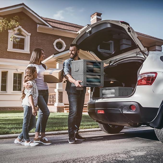 Sorbus Medium Clothes Storage Bags - Foldable Blanket Storage Bins for Organizing Bedroom, Closet, Clothing, Comforter, Organization with Clear Window, Lids and Carry Handles - Set of 6