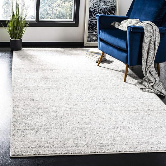 SAFAVIEH Adirondack Collection Area Rug - 8' x 10', Ivory & Silver, Moroccan Boho Distressed Design, Non-Shedding & Easy Care, Ideal for High Traffic Areas in Living Room, Bedroom (ADR119A)