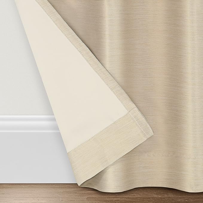 Eclipse Fresno Modern Blackout Thermal Rod Pocket Window Curtain for Bedroom (1 Panel), 52 in x 63 in, Wheat