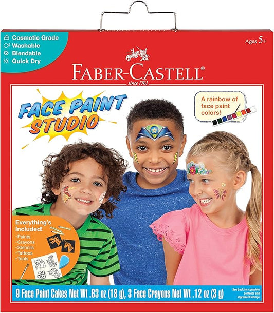 Faber-Castell Face Paint Studio Kit - Face Painting Kit for Kids - Non-Toxic Face Paint for Halloween, Kids Party, Carnival, Rainy Day Activities