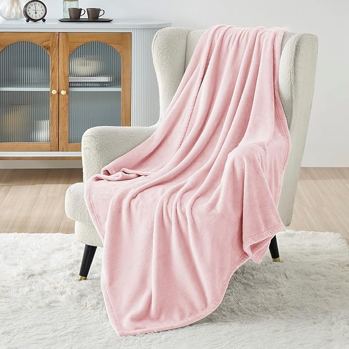 Bedsure GentleSoft Pink Fleece Blanket - 300GSM Soft Lightweight Plush Cozy Blankets for Bed, Sofa, Couch, Travel, Camping, 50x70 inches