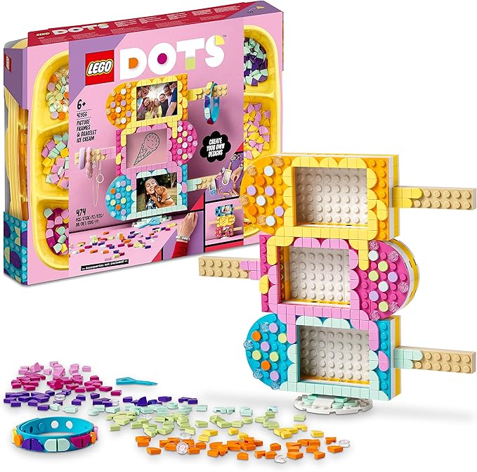 LEGO® DOTS Ice Cream Picture Frames & Bracelet 41956 Craft Kit; Customisable Holder for Photos or Jewellery for Ages 6+