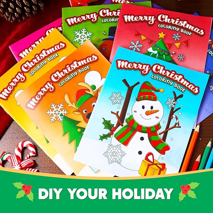 JOYIN 36 Pcs Christmas Coloring Books Bulk for Kids, Mini Coloring Booklets in 9 Covers with 10 Characters for Christmas Party Favor Supplies, Stockings Gifts Goodie Bags Stuffer Filler