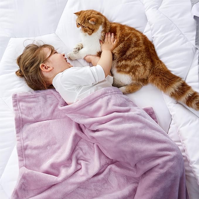 Bedsure GentleSoft Bedding Fleece Blanket for Girls and Boys - Soft Cozy Cute Small Throw Blankets for Travel, 43x55 Inches, Lilac