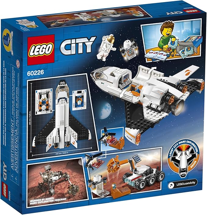 LEGO City Space Mars Research Shuttle 60226 Space Shuttle Toy Building Kit with Mars Rover and Astronaut Minifigures, Top STEM Toy for Boys and Girls, New 2019 (273 Pieces)