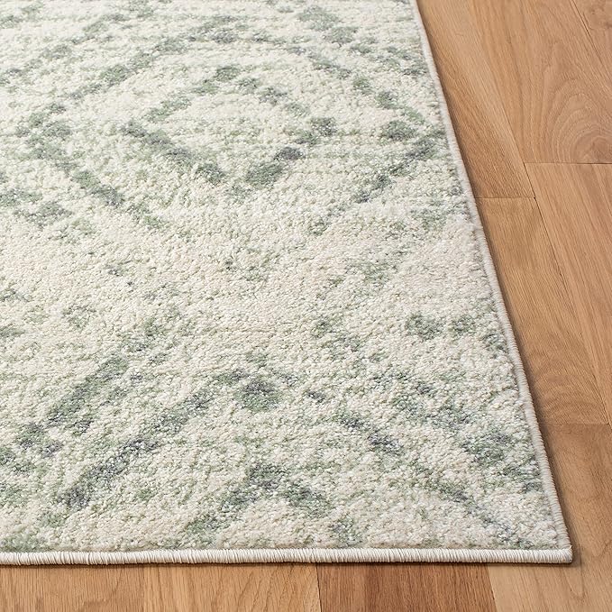 SAFAVIEH Adirondack Collection Runner Rug - 2'6" x 8', Ivory & Green, Modern Diamond Distressed Design, Non-Shedding & Easy Care, Ideal for High Traffic Areas in Living Room, Bedroom (ADR131X)