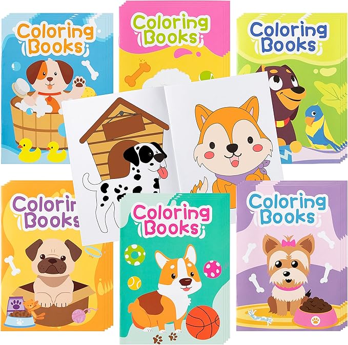24PCS Puppy Theme Coloring Books Bulk for Kids Animal DIY Art Drawing Book with Corgi Doggy Patterns for Dog Birthday Party Favors Goodie Bag Filler School Classroom Rewards Prizes Supplies