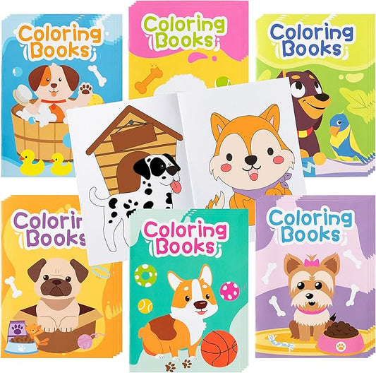 24PCS Puppy Theme Coloring Books Bulk for Kids Animal DIY Art Drawing Book with Corgi Doggy Patterns for Dog Birthday Party Favors Goodie Bag Filler School Classroom Rewards Prizes Supplies