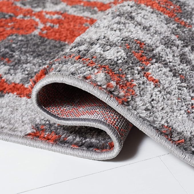 SAFAVIEH Adirondack Collection Accent Rug - 4' x 6', Orange & Grey, Modern Abstract Design, Non-Shedding & Easy Care, Ideal for High Traffic Areas in Entryway, Living Room, Bedroom (ADR134P)