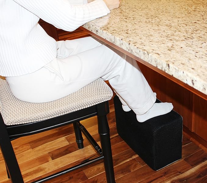 InteVision Extra Large 2-in-1 Footrest for Added Height - Premium Foam Cushion Works Great for Under Desk or bar - Will not Slide on Any Surface (17.5" X 12" x 8")