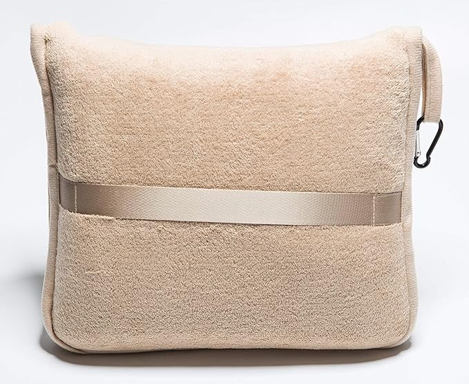 BlueHills Premium Soft 2-Pack Travel Blanket Pillows Airplane Large Plane Flight Throw Travel Blankets for Two in a Bag Compact Traveling Essentials Warm Travel Gifts Long Beige T205