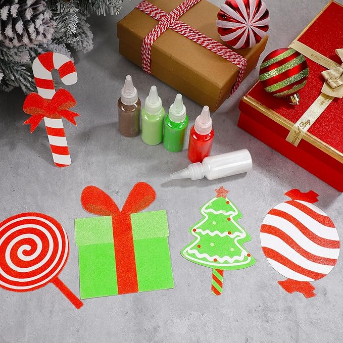 24 Set Christmas Sand Art Kits for Kids Christmas Crafts Candy Cane Gingerbread Kit Create Your Own Sand Painting Kits Classroom Home Creative Activities