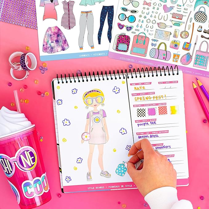 Fashion Angels Sticker Stylist Designer Kit for Girls - Kids Sticker By Number Book For Girls - 700+ Stickers - Fashion Sticker Activity Book - Road Trip Essentials for Kids Ages 6 and Up