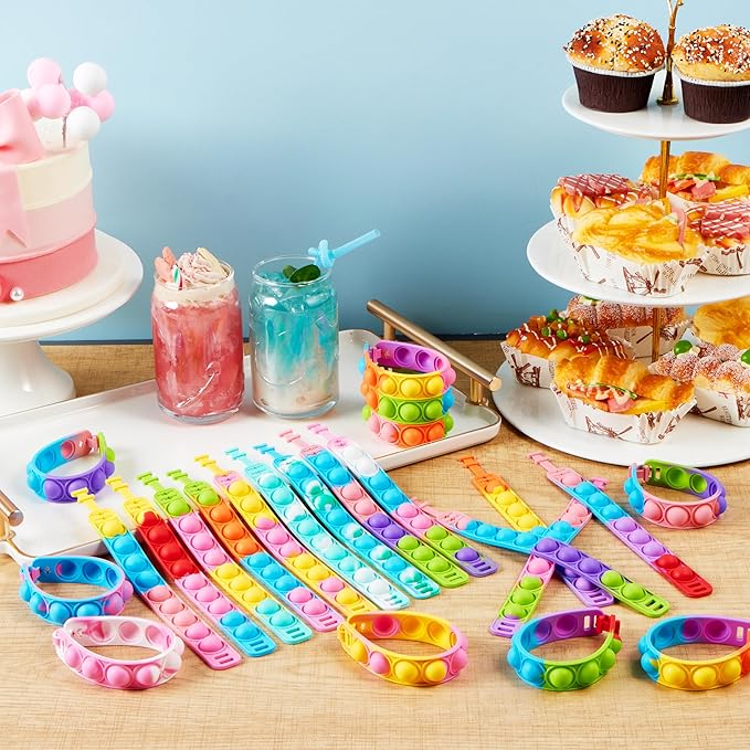 JOYIN Pop Fidget Toys pops Bulk 50 Pack Party Favors for Kids 4-8,8-12 Year, Fidget Bracelets Sensory Toys for Classroom Birthday Carnival Prizes Gifts Goodie Bags Stuffers for Kids